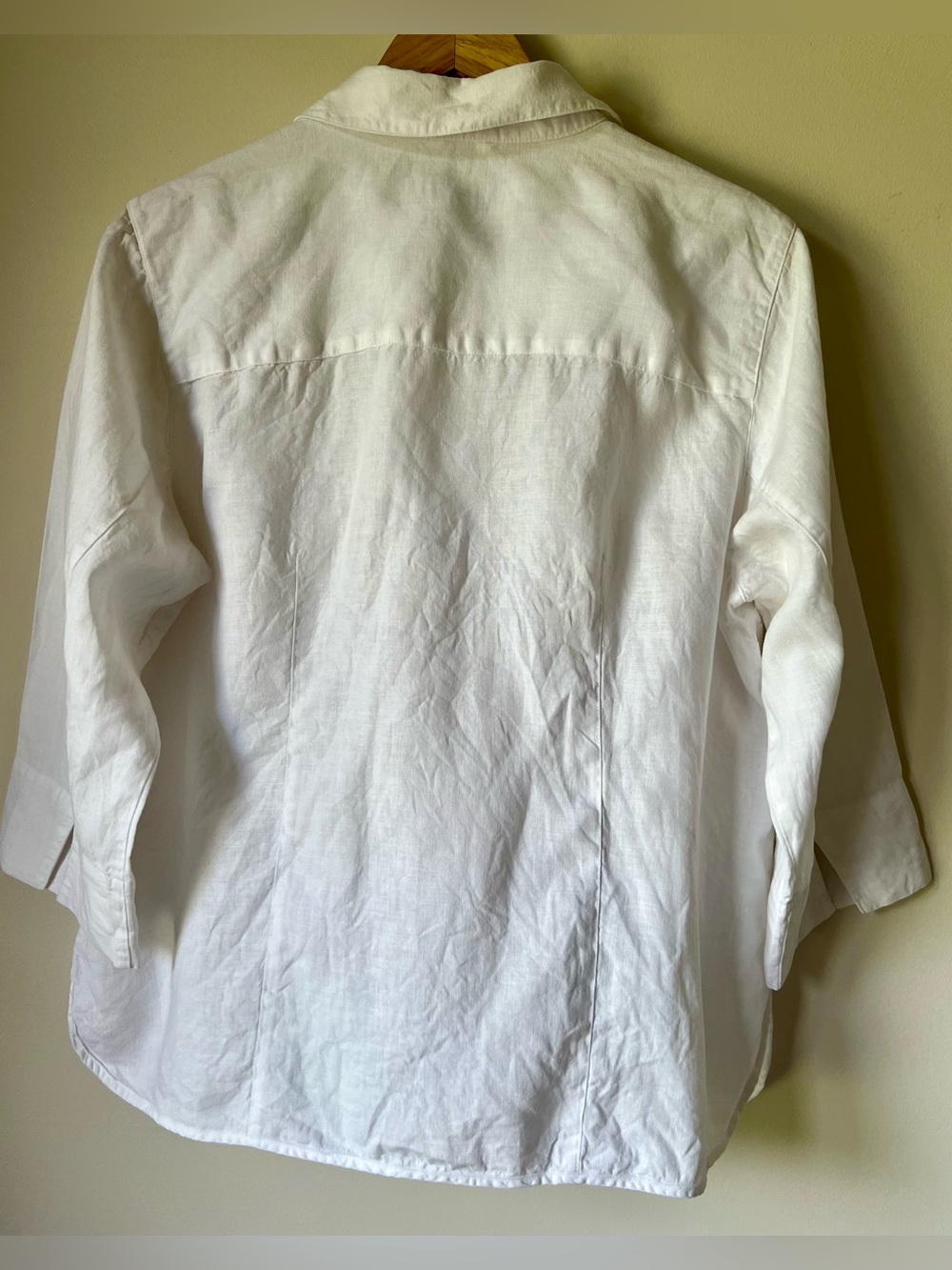 Vintage Talbots Irish Linen Button-Up Shirt 3/4 Sleeves White Size 14W - Picture 3 of 8
